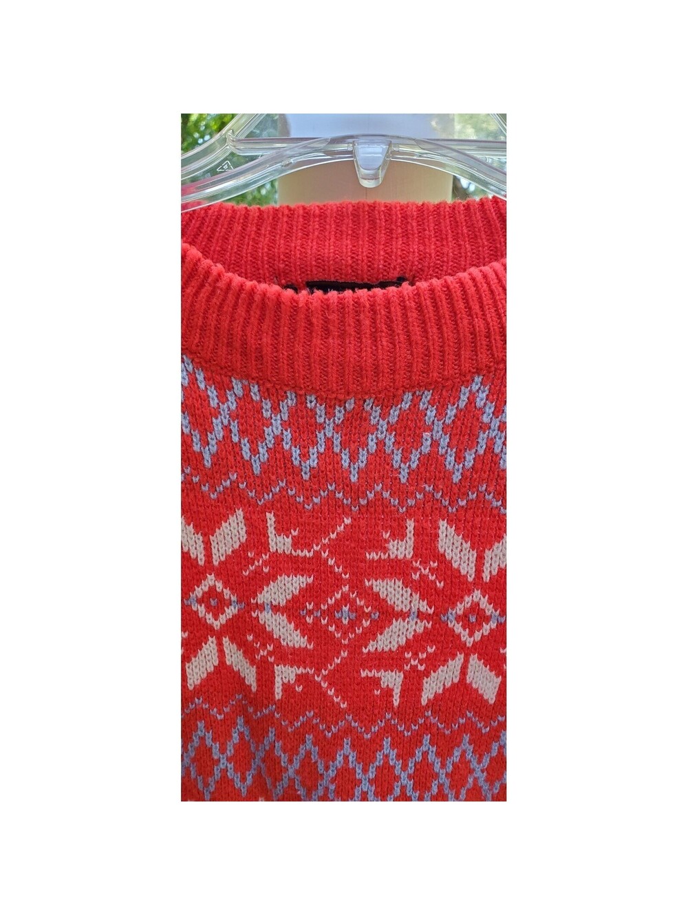 Vintage JCPenney Mens Red Fair Isle Snowflake Acrylic Knit Sweater Medium - Picture 5 of 7